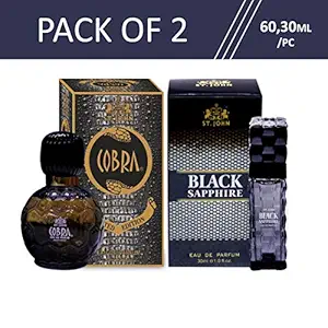 St-John Cobra 60 ml & Black Sapphire Couple Perfume 30ml Gift Set (Pack Of 2)