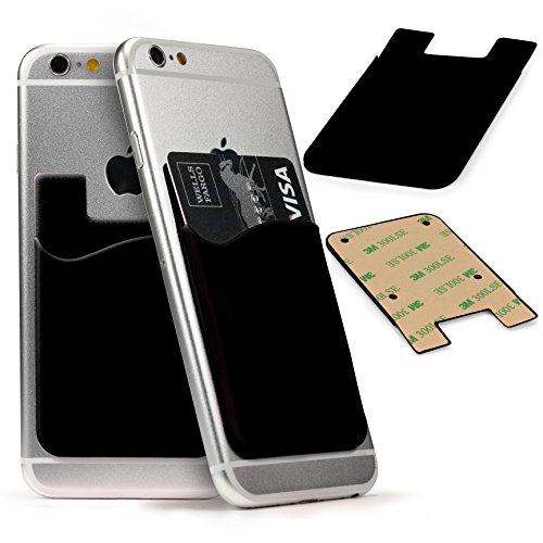 URCOVER Â Cover Porta Tessere Adesiva Universale | Custodia Carte di Credito TPU in Nero | Retro Portafoglio Accessori Smartphone Cellulare