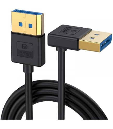 InLine Câble DisplayPort 1.4 8K 1m Coudé à Droite - Noir/Doré Haute Performance