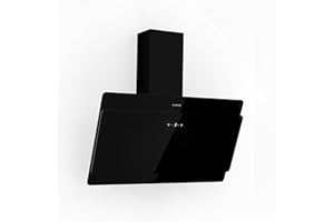 Klarstein Cappa Aspirante 90 cm, Cappa Cucina, Cappa Filtrante in Acciaio Inox, Scarico: 607m³/h, Illuminazione LED, Pannello Touch, Filtro Per Ricircolo, Safety Glass, Classe Energetica B, Nero