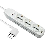 Electraline 62048 Multipresa 9 Posti, 3 Polivalenti, 6 Bivalenti 10/16A, Cavo 2 m, Spina Piccola 10A, Bianco