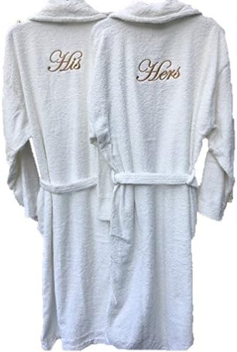 Teeny tots His &amp; Her Personalised Embroidered Pair Of Dressing Gown/Bathrobe White (One Size)