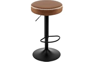 ‎EUGAD EUGAD Barhocker drehbar, runder Hocker höhenverstellbar, Küchenhocker mit Fußstütze, Thekenstuhl mit Metallgesetll, Tresenhocker Vintage-Kunstleder, für Bar Kücheninsel Bistro, Braun, 1085BY-1