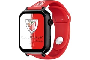 SACEFAMILY SaveFamily SaveWatch Plus 4G Edición Athletic Club | Reloj Inteligente Niño con Localizador GPS, Llamada, Vídeo, Whatsapp, Música, Bluetooth, App Store | SIM Incluida - Correa de Silicona Roja