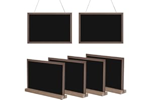 heavenlife małe tablice kredowe 2 w 1, 6 dwustronnych tablic do pisania kredą ze stojakiem na stoły, 23 x 16 x 0,5 cm, wisząca drewniana tablica kuchenna, tablica ogłoszeń, billboard na ścianę, na