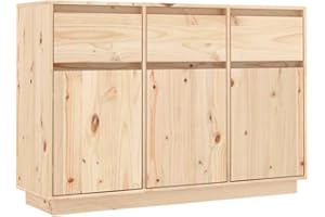 vidaXL Sideboard 3 Schubladen 6 Fächer Kommode Anrichte Schrank Beistellschrank Mehrzweckschrank Standschrank 110x34x75cm Massivholz Kiefer