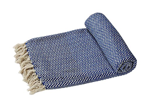 EHC Reversible Grandes sofás o Solo algodón Suave Manta Doble Brazo Silla - Azul Marino/Natural