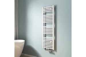 EMKE Toallero Baño Radiador, 120 x 40 cm, secador de Toallas con conexión Central, radiador secador de Toallas de Agua Caliente, Forma de Arco, Blanco