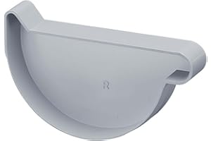 INEFA Dachrinnen Endstück halbrund, PVC NW180 / 180mm, rechts Grau Dachrinnenzubehör, einfache Steckmontage, Made in Germany