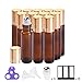 Produktbild Ätherische Öl Roller Flaschen 10ml mit Edelstahl Roller Bällen (Bernstein, Glas, 12 Stück, 3 Extra Roller Bälle, 24 Stück Etiketten, Trichter, Öffner, ) Roller Bälle für ätherische Öle