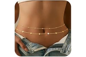 FloralGrace Gold Waist Chain, Gold Plated Layered Belly Chain Adjustable Waterproof Elegant Body Jewellery