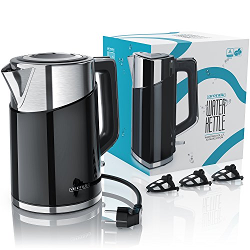 Arendo – 3000 Watt Edelstahl Wasserkocher | Cool-Touch Doppelwand-Design | 3000 Watt Leistungsaufnahme (Schnellkoch Wasserkocher) | Strix-Controller / automatisch Abschaltung | integrierter Kalkfilter | 1,7 Liter - 7
