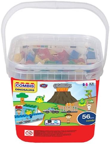 Game Movil "Dinosaur" Combisticker Building Block in Eimer (56-Piece, Multi-Colour)
