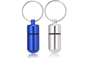 AMATHINGS 2 pièces ! Étiquette d'adresse mini (paquet double) (longueur de 3 cm) en argent et bleu pour petits et grands chiens / chats avec étiquettes d'adresse / Étanche / Boîte à pilules / Pochette d'adresse