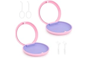 FIDWALL 2 Pezzi Porta Apparecchio Denti con Specchio, Porta Bite Dentale, Custodia per Apparecchio Dentale con Strumenti di Rimozione e Spazzole (rosa-rosa)
