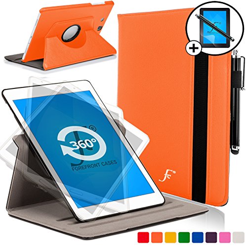 Forefront Cases® Neue Leder Drehbar Hülle Tasche Case Cover für Samsung Galaxy Tab E 9.6 T560 (Juli 2015) - PU Ledertasche lederhülle 360° Drehbarer Stand mit Rundum-Geräteschutz + Eingabestift Displayschutz