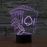 FZAI optische Täuschung 3D-Lampe Poker und Sieben, Farbe wechselnden Nachtlicht - 6