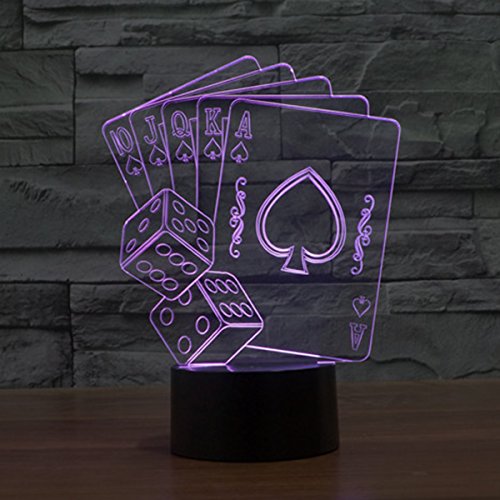 FZAI optische Täuschung 3D-Lampe Poker und Sieben, Farbe wechselnden Nachtlicht - 6