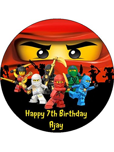 LEGO Ninjago 19,1 cm rund Essbar Geburtstag Foto Essbar Cake Topper
