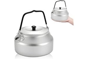 Casenly Hervidor de Agua Camping Portátil, Tetera de Acero Inoxidable 0.8 L, Camping Kettle al Aire Libre, Hervidor de Agua para Acampar con Asa para Senderismo Cocina Vajilla