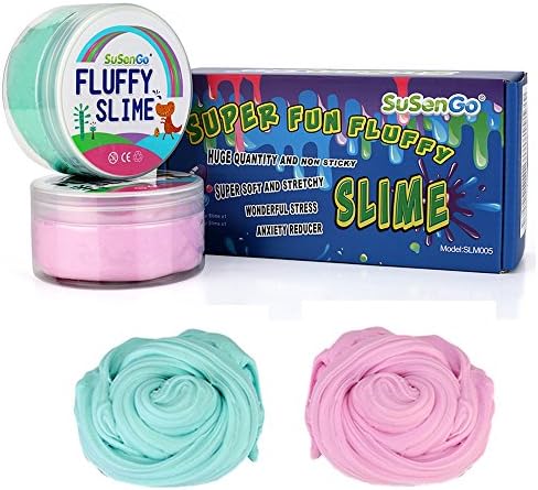 SuSenGo Fluffy Floam Slime 12 OZ Pink and Baby Blue Jumbo Fluffy Floam Slime Strees Relief Toy Gifts for Kids and Adults, Super Soft and Non-sticky