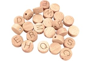 Gotetiso 52 Pezzi Lettere in Legno Perline in Legno Perle di Alfabeto in Legno Alfabeto in Legno Naturale Perline per Braccialetti Lettere Perline Alfabeto per Fai Da Te Artigianato