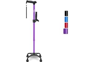 Healthbazaar Four-legged Walking Stick Adjustable Walking Stick for Men and Women with 4 Pointed Base and Offset Handle, Lightweight Walking Stick for Right or Left Handed Seniors and Adults