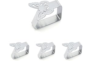 UTILYTAIS Pinzas para Mesa Exterior - Pack 4 - Clips Mesa de jardín Exterior - Sujeta manteles para Mesa de terraza - Agarra manteles - Acero Inoxidable - Accesorios Autocaravana (Mariposa)