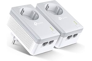 TP-Link CPL 600Mbps avec 2 ports Ethernet et 1 prise intégrée, Prise CPL Kit avec 2 adaptateurs, Compatible avec tous les Anciens Modèles et toutes les box internet, TL-PA4020P KIT