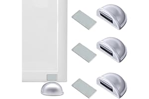 JANDTEK Fermaporta magnetico - Fermoporta da pavimento 4 o 6 pezzi - Fermaporte da terra adesivi - Blocca porta da pavimento bianco - Paracolpi porta (gris 4)