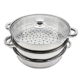 Fabricada en acero inoxidable, apto para alimentos es seguro, duradero y saludable olla. 3 capa de construcción compuesta de suelo y cocinar al vapor.
