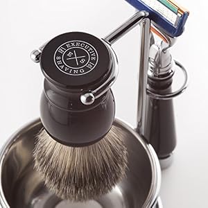 Executive Shaving Razor and Brush Stand with Lathering Bowl - Image 4