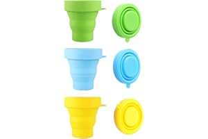 KQNM Lot De 3 Gobelet pliable Tasse De Voyage Pliable,Tasse pliable,Tasses en Silicone Pliables avec Couvercle, Gobelets Extensibles, Tasses réutilisables pour Le Camping