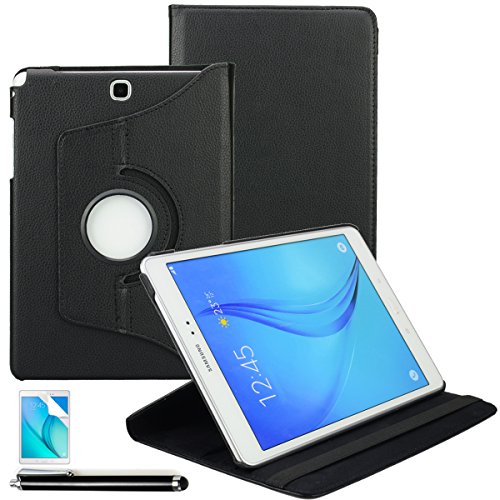 4in1 Hülle für Samsung Galaxy Tab A 9.7 (T550 T551 T555N) - Schutzhülle Cover Case Tasche ( unterstützt automatische Wake up Sleep Funktion), Schwarz + 1x Schutzfolie + 1x Touchpen