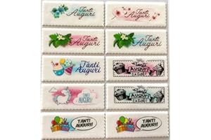DECOFLOR ITALIAN PIE - Biglietti/Targhette 10x4 cm. in pasta di zucchero con scritta Tanti Auguri per decorazione torte e gelati - 20pz. - MADE IN ITALY