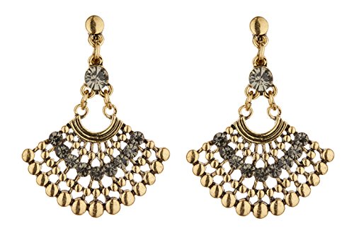 Boucles d'oreilles clips - Design aztèque plaqué or antique avec des cristaux - Bem G par Bello London