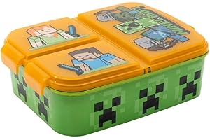 My sweety pop - Caja de merienda para niños, guardería infantil - Escuela - Vacaciones - Comida - 19,5 cm - Idea de regalo - 3 compartimentos - Minecraft - Niño - Naranja, 18920
