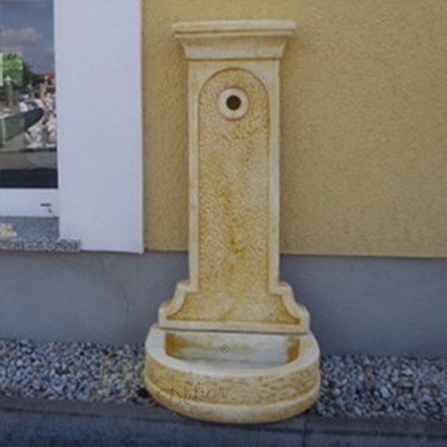 Wandbrunnen Florenz I Becken Wandteil Wasserhahn Steinfigur Gartendekoration Wasserstelle Zapfsäule (ocker patiniert) - 2