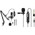 MAONO AU-A04 Condenser Microphone Kit (Black) AU-100 Condenser Clip On Lavalier Microphone with 6 Meters Audio Cable