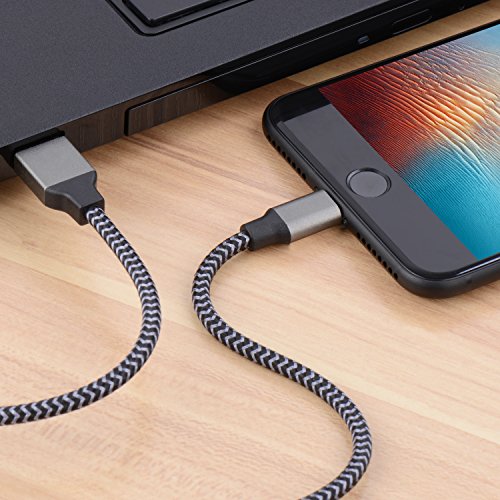 C  ble iPhone Chargeur iPhone Lightning -  Pack de 2  2m  Cable en Nylon Tress   Robuste avec Connecteur en Aluminium pour iPhone X 8 8 plus 7 7 Plus 