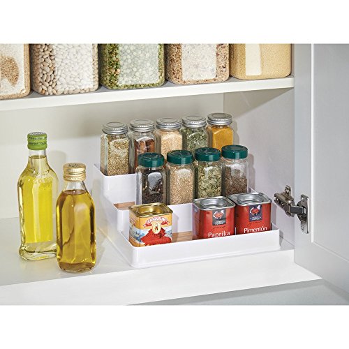 InterDesign 90350EU RealWood 3-stufiger Küchenschrank-Organizer für Gewürze, Kondimente – Holz Plastik 23,50 x 26,04 x 10,16 cm, Weiß/Helles - 2