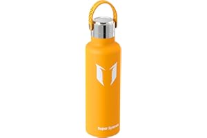 Super Sparrow Ultralekka butelka na wodę ze stali nierdzewnej, 18/10–750 ml, izolowana metalowa butelka na wodę, standardowa, elastyczna pokrywka, nie zawiera BPA, butelka na siłownię, w podróż, do