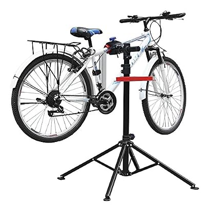 Amzdeal Pied d'Atelier pour Vélo VTT Réparation Hauteur Réglable 115cm-170cm, Support Stand de Réparation Pivotant jusqu'à 360°