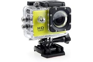 ZHUTA Cámara de acción 1080P HD 2.0 Pulgadas, cámara subacuática, cámara Deportiva Impermeable de 3 MP con Kits de Accesorios, para natación, Buceo, Bicicleta, Motocicleta, etc. (Amarillo)