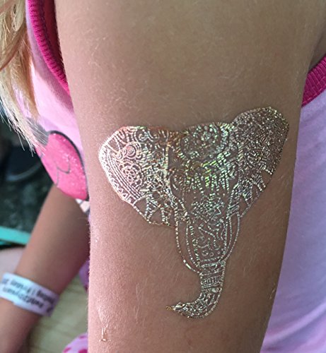 10 kleine Sheets METALLIC TATTOO EINMALTATTOO GOLD SILBER TATTOO Schmuck Tattoo Kleber für Körper - 8