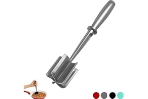 BENIFILE Meat Chopper, Ground Beef Masher with 5-Blade Head, Versatile High-Temp Heat-Resistant Hamburger Masher,Non-Stick Meat Masher for Hamburger Meat, Beef, Nylon Utensil Cookware (Black & Gray)