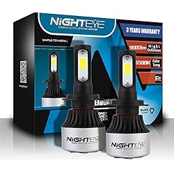 NIGHTEYE 2X 72W 9000LM H7 LED Phare Auto Car Lampe Feux Conversion Ampoule Light 6500K - 3 Ans de Garantie