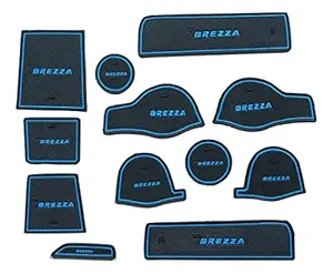 Car Drome Rubber Mats for Maruthi Suzuki Brezza Blue Set of 12 Pieces
