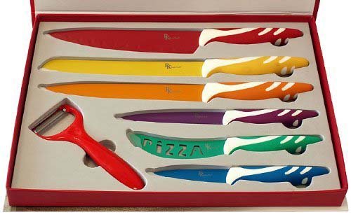 7tlg. Messer-Set + Sparschäler Kochmesser Brotmesser Fleischmesser Universalmesser Schälmesser Pizzamesser Küchenmesser Antibakteriell