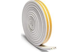 GUKOY 10M Dichtungsband für Türen, Türdichtung Selbstklebendes Fensterdichtung D-Profil Anti-Kollision Dichtungsstreifen Gummi Schaum Siegel Streifen Schalldämmung Weiß